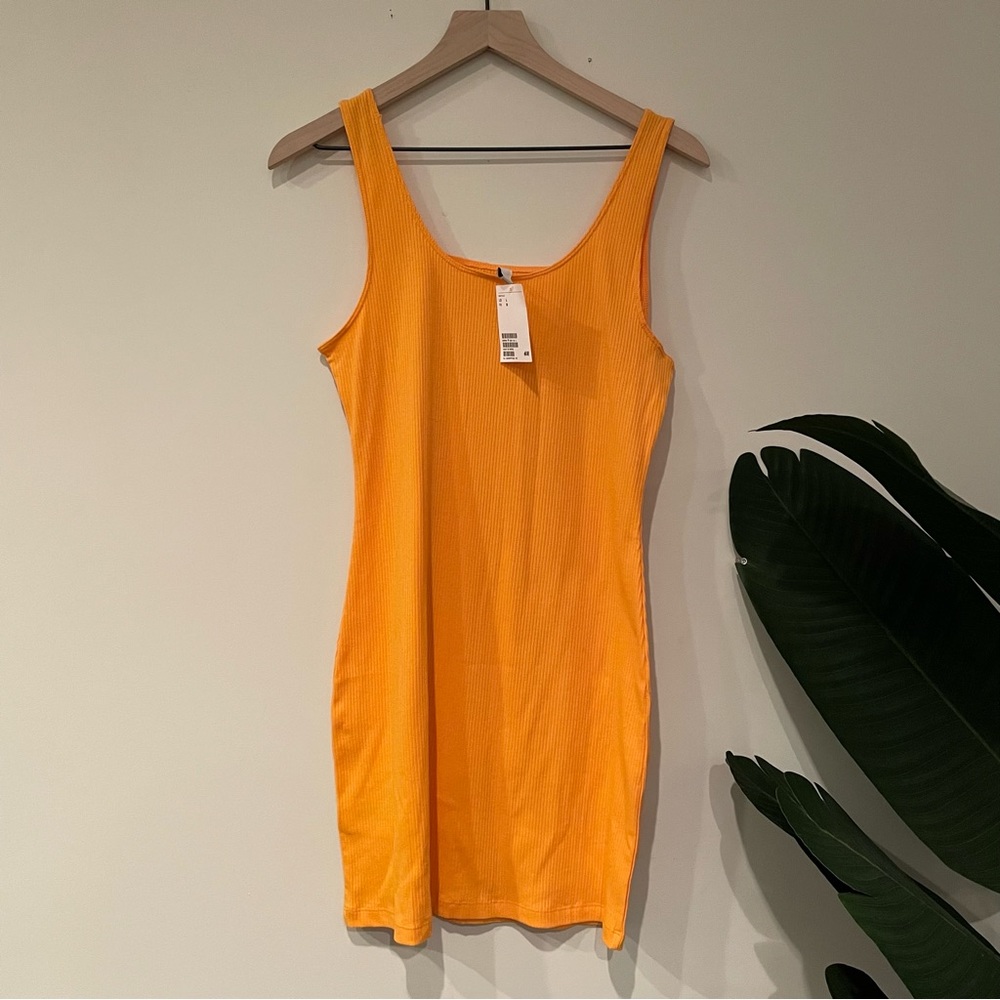Orange Ribbed Mini Dress - Picture 3 of 6